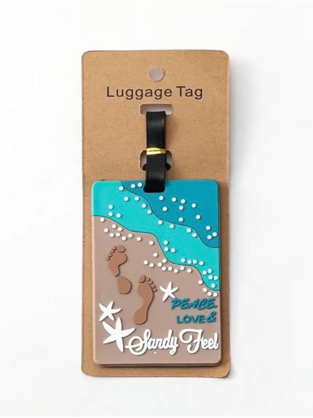Sandy Feet Beach Luggage Tag - Turquoise & Tan